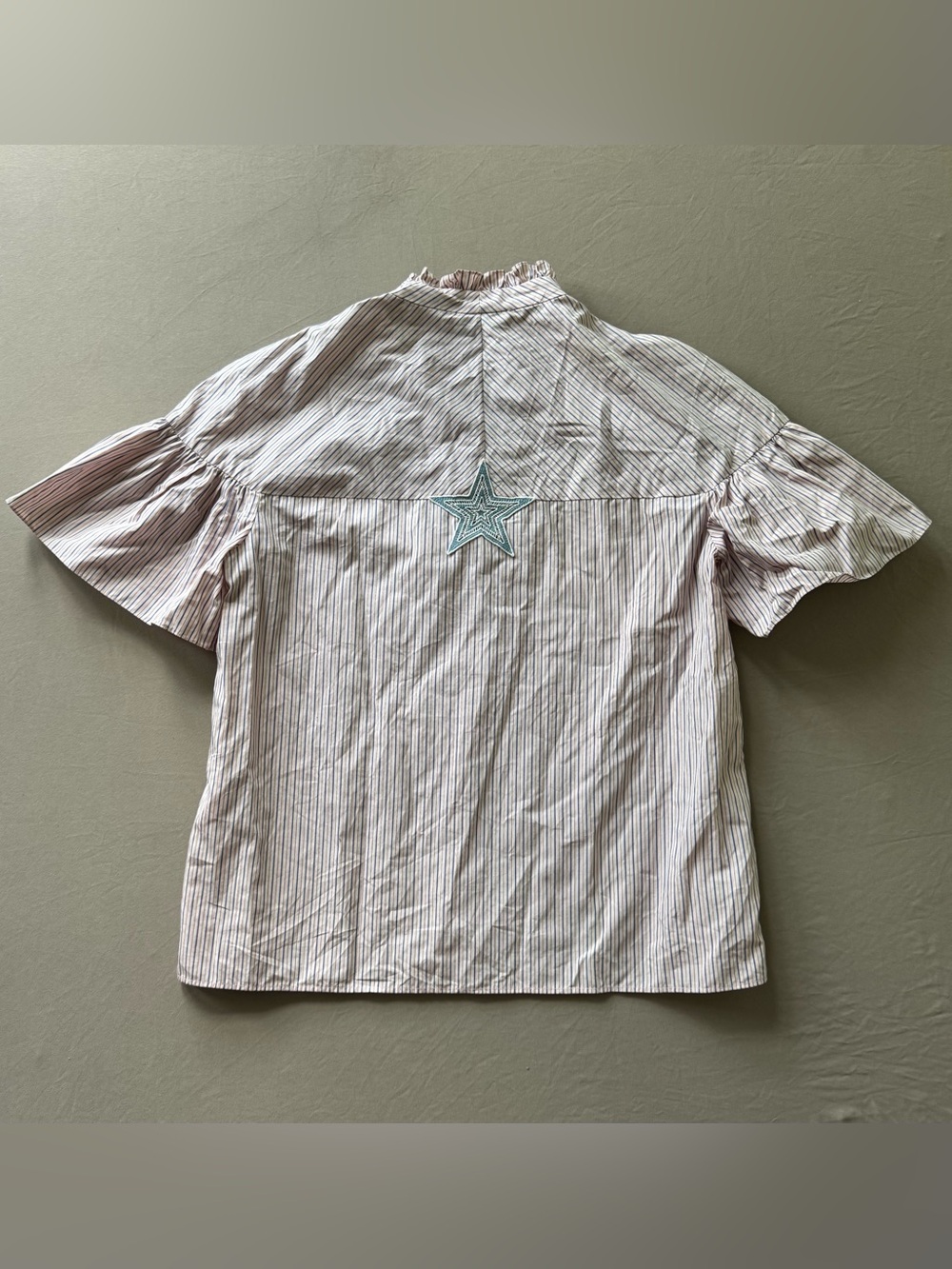 Sandro Striped Star-Embroidered Poplin Blouse